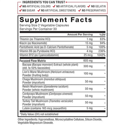 Force Factor Forebrain Focus Brain Booster, Brain Supplement to Boost Clarity & Concentration, for Memory & Sharpness & Increase Productivity, Nootropic Brain Support Supplement, 60 Capsules, Black