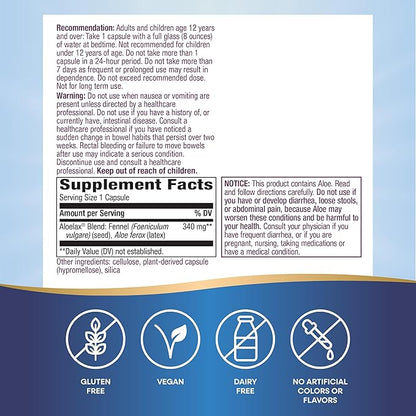Nature's Way Aloelax, Premium Blend, with Fennel Seed, Relieves Occasional Constipation*, 340 mg, Gluten Free, Vegan, 100 Capsules