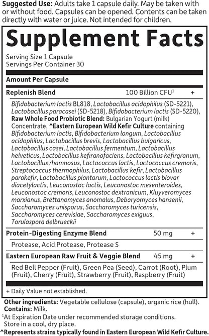 Garden of Life Raw Probiotics - 100 Billion CFU, Shelf Stable, 30 Capsules - for Men and Women, Digestive Enzymes, Clinically Studied Strains