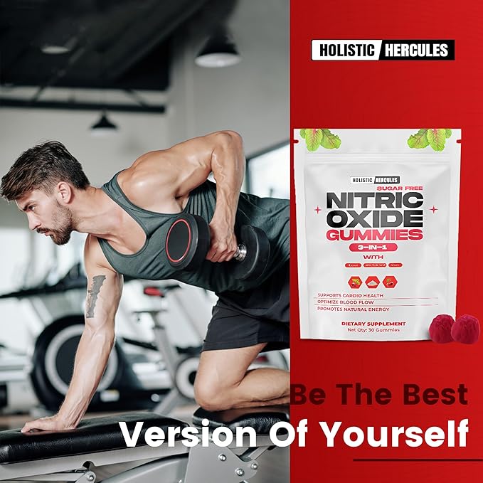 Nitric Oxide Gummies - Nitric Oxide Supplements for Men - Sugar-Free Beet Root & Cherry Chews for Energy & Circulation - Supports Heart Health & Blood Flow - Vegan, Non-GMO, 30 Count