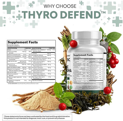 Clean Nutra Selenium 300mcg Iodine 500mcg Thyroid Support for Women & Men | L Tyrosine 500mg Ashwagandha Supplement Bladderwrack, Turmeric, Kelp, Schisandra Zinc Pills Capsule Supplements