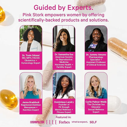 Pink Stork Menopause Supplements for Women - 9 Clinically-Studied Herbs for Perimenopause, Hot Flashes, and Hormone Balance - Ashwagandha, Vitex, Maca Root, Black Cohosh - 60 Capsules