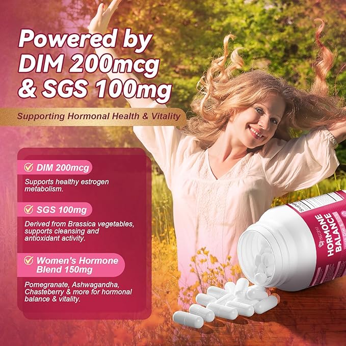 Hormone Harmony for Women with DIM, SGS 100mg, Women's Hormone Blend | Hormone Balance for Women | Estrogen Support, Mood Swings, PMS Relief, Menopause - 120 Capsules