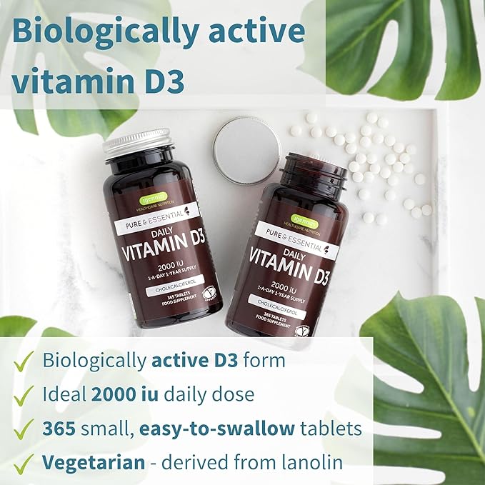 Daily Vitamin D3 + Zinc Complex Vegetarian Bundle, 365 2000iu Vitamin D3 Tablets + 25mg Chelated Zinc Picolinate & Bisglycinate with Copper, by Igennus