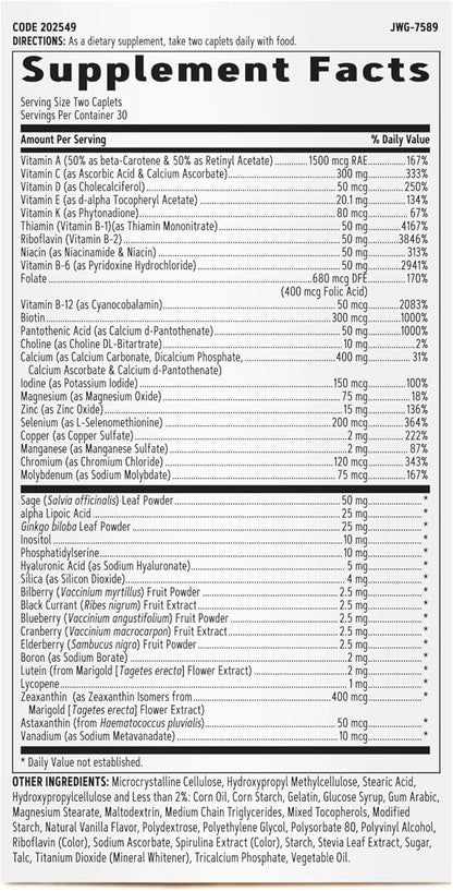 GNC Women's Multivitamin 50 Plus |Supports Bone, Eye, Memory, Brain and Skin Health with Vitamin D, Calcium and B12 | Helps Increase Energy Production | 60 Caplets