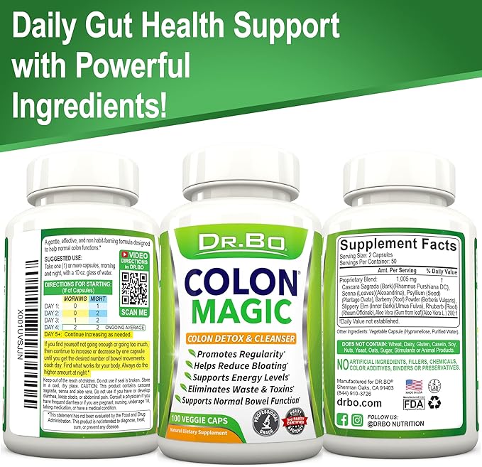 Colon Cleanse Detox Formula - Natural Bowel Cleanser Pills for Intestinal Bloating & Fast Digestive Cleansing - Daily Constipation Relief Supplement Gut, Belly, Stomach - Women Men Herbal Weight Flush