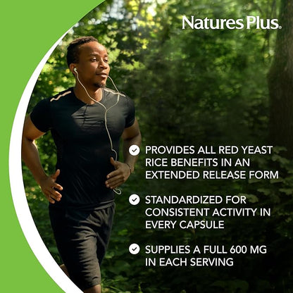 Natures Plus Herbal Actives Red Yeast Rice Extended Release 600 mg - 60 Tablets, Pack of 2 - Supports General Well-Being - Vegetarian, Gluten Free - 120 Total Servings