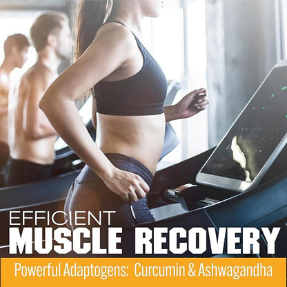 Post-Workout Gummies, Recovery Accelerator, Support Muscle Recovery & Joint Health, Essential Amino Acids, with Ashwagandha & Curcumin, BCAAs, Citrus Flavor, 60 Gummies, 30 Servings