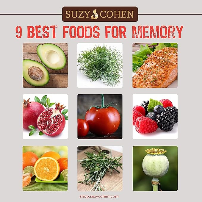 Suzy Cohen Memory Script with Lions Mane, Phosphatidylserine, Green Tea Extract and Ginkgo - Brain Support Supplement for Focus - Nootropic Capsules for Cognition, Faster Recall and Mood
