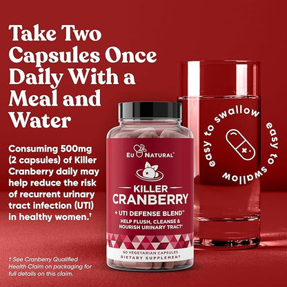 9-In-1 Killer Cranberry Pills for Women – UTI Defense Blend with Clinically Studied Ingredients – 9 Extract Urinary Tract Supplement – Pine Bark, Propolis, Vitamin D & More – 60 Fast-Acting Capsules