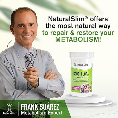 NaturalSlim Probiotics for Digestive Health Good Flora Probiotic Capsules - Intestinal Flora & Immune Support Gut Health Supplements with 7 Powerful Probiotic Strains 3 Pack - Gluten Free 60 Capsules