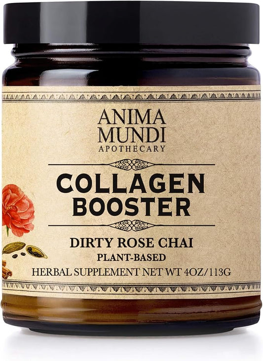 Anima Mundi Apothecary Vegan Collagen Booster Powder, Vanilla Rose Chai Spice - Beauty Supplement for Skin, Hair & Nails - Collagen Support Powder for Glowing Skin - Easy Drink Mix-in (4oz)