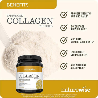 NatureWise Enhanced Collagen Peptides (45 Servings) - Hydrolyzed Type I & III + NatureWise Total Colon Care Fiber Cleanse with Herbal Laxatives, Prebiotics, & Digestive Enzymes