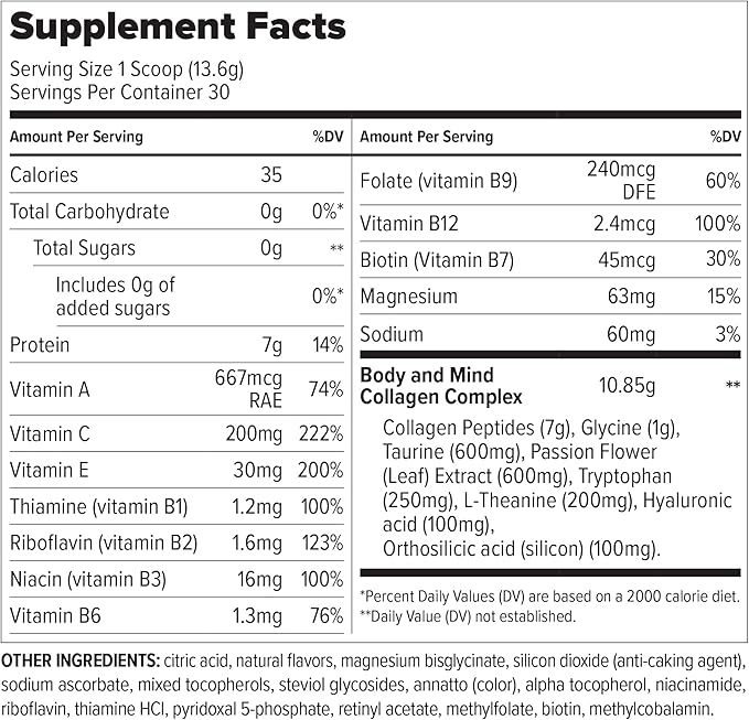 Collagen Resilience - Hydrolyzed Collagen Peptides Powder with Hyaluronic Acid, Silicon, Amino-Acids & Passion Flower Extract - Passion Fruit - 14.3 oz (30 Servings)