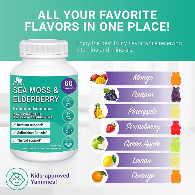BIO VITALICA Sea Moss Elderberry Gummies & Mushroom Gummies (Bundle)