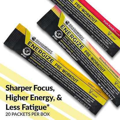 BODi Energize Pre Workout Powder - Beta-Alanine, Quercetin & Low-Dose Caffeine Formula for Enhanced Energy & Focus, Increase Energy & Endurance Supplement, Lemon Flavored, 20 Sticks