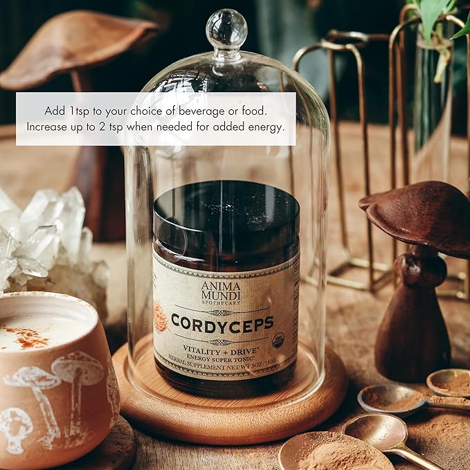 Anima Mundi Apothecary Cordyceps Mushroom Powder - Real Organic Cordyceps Mushroom Powder - Mushroom Powder Supplement for Liver and Immune Support - Add to Food, Coffee, Tea and More (5oz / 141g)