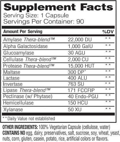 Enzymedica VeggieGest, Digestive Enzymes for Vegan, Vegetarian and Raw Diets, Prevents Gas and Bloating, 90 Capsules (FFP)