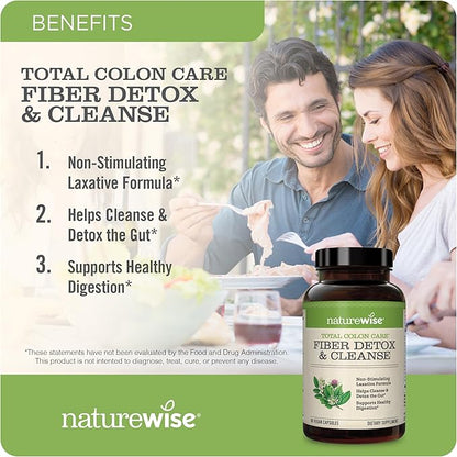 NatureWise Enhanced Collagen Peptides (45 Servings) - Hydrolyzed Type I & III + NatureWise Total Colon Care Fiber Cleanse with Herbal Laxatives, Prebiotics, & Digestive Enzymes
