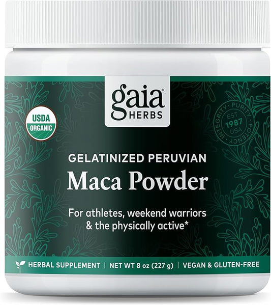 Gaia Herbs Maca Powder - Natural Energy Supplement - Supports and Maintains Healthy Energy and Stamina - Made with USDA Certified Organic Maca Root (Lepidium meyenii) - 8 Oz (69-Day Supply)