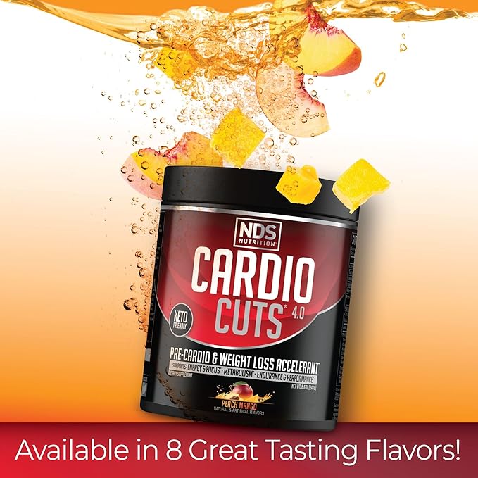NDS Nutrition 4.0 Pre Workout Supplement - Advanced Weight Loss and Pre Cardio Formula with L-Carnitine, CLA, MCTs, L-Glutamine, and Safflower Oil - Peach Mango (40 Servings)