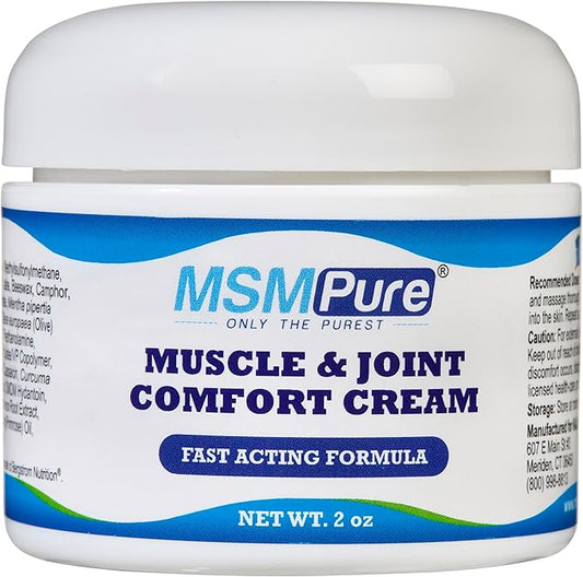 KALA HEALTH MSMPure Maximum Strength MSM Comfort Cream for Muscle & Joint Comfort, 2 oz – Fast Acting, Non-Staining Formula – Made in The USA