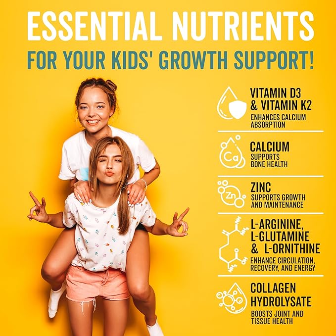 Height Growth Supplement Gummies - Growth Development Vitamins to Grow Taller with Ashwagandha Calcium Vitamin D3 K2 Zinc L-Arginine for Kids Teens Adult - Bone Strength Support Multivitamins