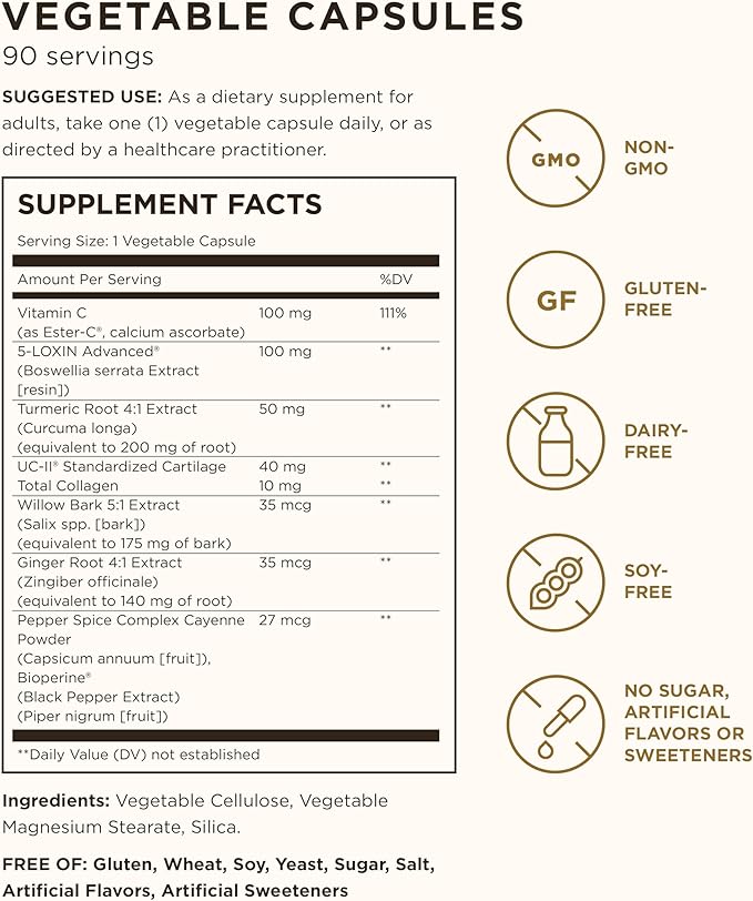 Solgar No. 7 - Joint Support and Comfort - 90 Vegetarian Capsules - Increased Mobility & Flexibility - Gluten-Free, Dairy-Free, Non-GMO - 90 Servings