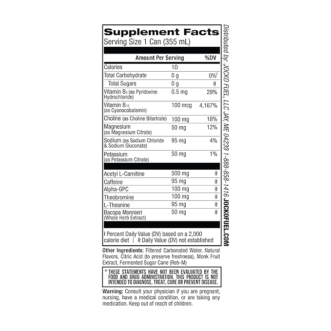 Jocko GO Energy Drink - KETO, Vitamin B12, Vitamin B6, Electrolytes, L Theanine, Magnesium- Energy Boost, Sugar Free Nootropic Monk Fruit Blend - 12 Pack (Black Cherry Vanilla)