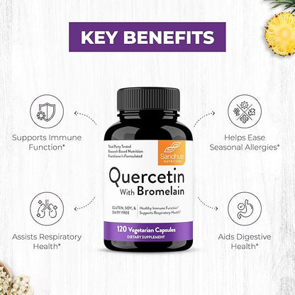 Sandhu's Bromelain with Quercetin Capsules for Men & Women | Supports Immunity, Bone Health and Quality Sleep | 360 Count