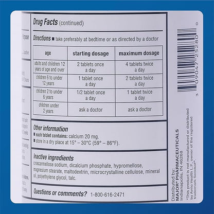 Major Senna 8.6 mg Natural Vegetable Laxative Tablets - Made With Sennosides - 1000-Count - (4 Pack)