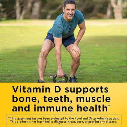 Nature Made Vitamin D3 K2, 5000 IU (125 mcg) Vitamin D, Dietary Supplement for Bone, Teeth, Muscle and Immune Health Support, 30 Softgels, 30 Day Supply