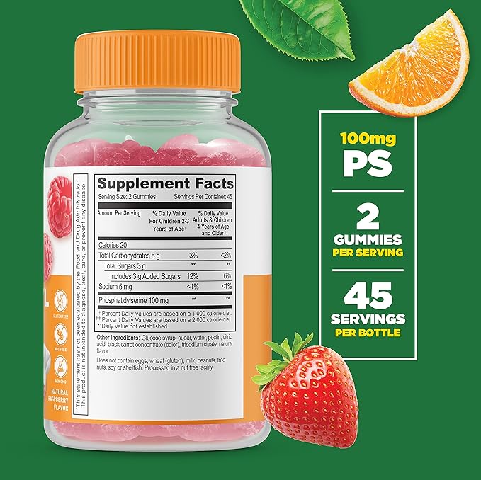 Lifeable Phosphatidylserine (PS) Kids + Calcium Magnesium & Zinc Kids, Gummies Bundle - Great Tasting, Vitamin Supplement, Gluten Free, GMO Free, Chewable Gummy