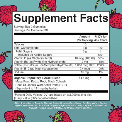 Organic Menopause Gummies by MaryRuth's | Menopause Supplements for Women | Mood Support | Hot Flash Relief | Maca Root | Black Cohosh | USDA Organic | Non-GMO | Vegan | 30 Servings
