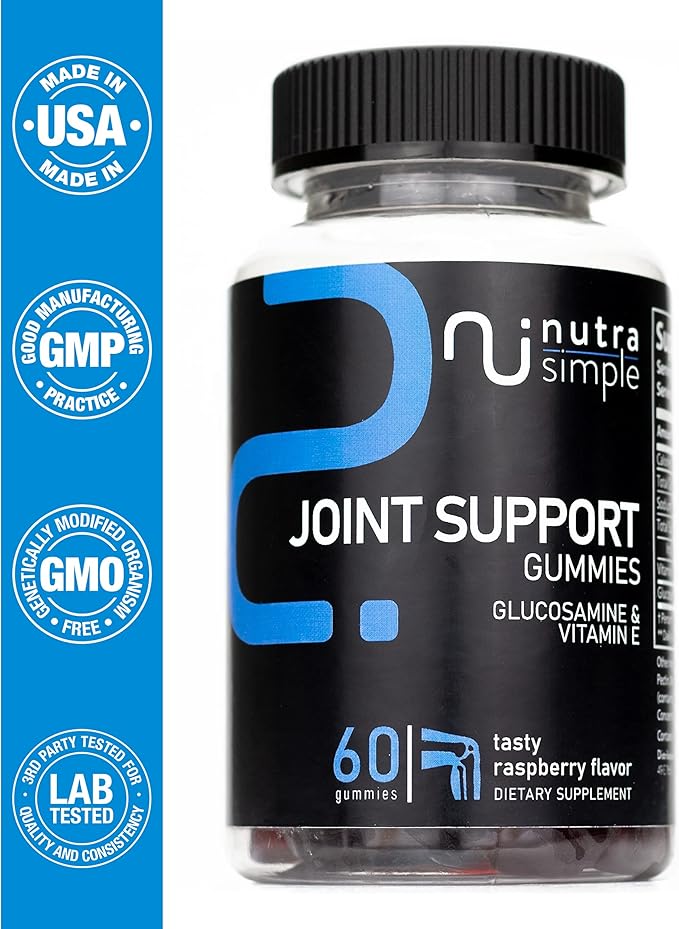 Joint Support Gummies Extra Strength Glucosamine & Vitamin E, Natural Flexibility & Joint Support Supplement - Best Cartilage & Immune Health Support for Women & Men - 60 Gummies