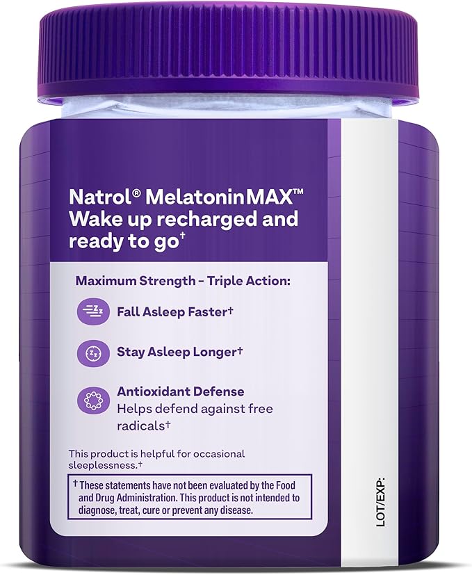 Natrol Melatonin 10mg Sleep Aid Supplement, 80 Count MelatoninMax Gummies, Blueberry Flavor, 10 mg Melatonin Gummies for Occasional Sleeplessness, 80 Day Supply