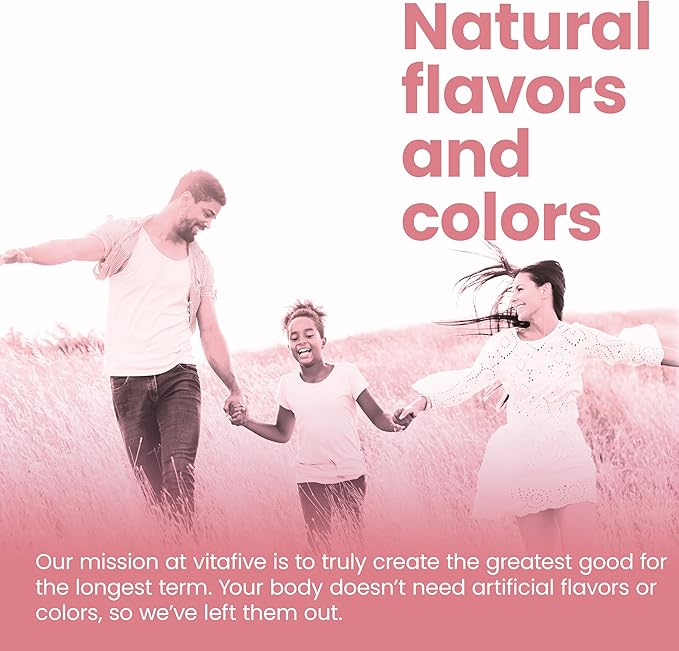 vitafive Collagen Gummies for Men and Women, Bovine Collagen, Collagen Gummy for Hair, Skin, and Connective Tissue Support, Gluten Free (50 Ct)