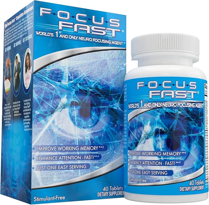 Focus Fast Brain Supplement - Improve Working Memory, Enhance Focus, Boost Cognition in as Little as 1 Hour. Caffeine/Stimulant Free Nootropic