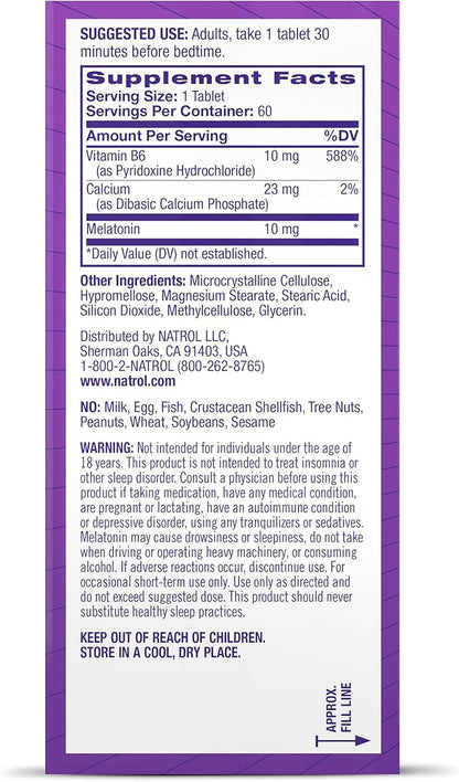 Natrol Sleep Advanced Melatonin Time Release Tablets, Nighttime Sleep Aid, 10mg, 60 Count