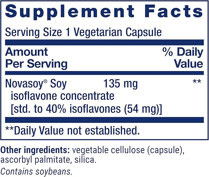 Life Extension Soy Isoflavones, Heart, Bone & Cellular Health Support for Post-menopausal Women, Gluten-Free, Non-GMO, Vegetarian, 30 Capsules