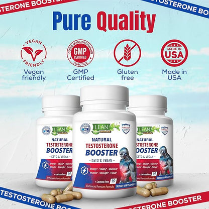 Testosterone Booster for Men, Keto Vegan, Total Male Test Supplement, Tongkat Ali Horney Goat Weed Tribulus Terrestris D Aspartic Acid Boron Plus Zinc DHEA, Enhance Max Mood Build Muscle Pills 90 Caps
