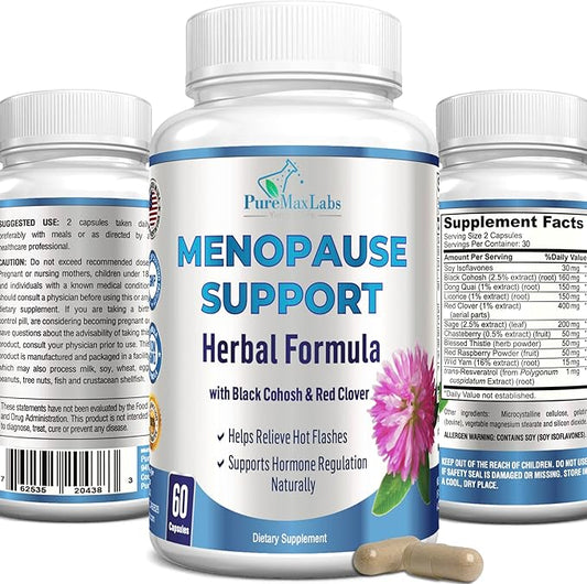 Menopause Support for Women - Natural Menopause Supplement for Hormonal Balance, Hot Flash Relief with Black Cohosh, Dong Quai - 60 Capsules