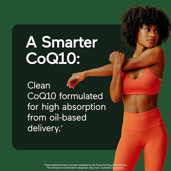 Smarter Nutrition CoQ10 400 mg High Absorption - Naturally Fermented Ubiquinone w/Organic Cold-Pressed Olive Oil - for Heart Health, Cellular Energy - Non-GMO, Gluten Free - 60 Count[30-Day Supply]
