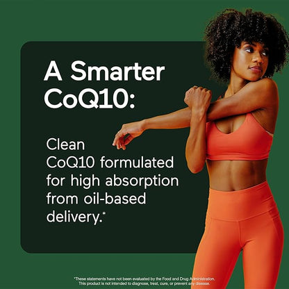 Smarter Nutrition CoQ10 400 mg High Absorption - Naturally Fermented Ubiquinone w/Organic Cold-Pressed Olive Oil - for Heart Health, Cellular Energy - Non-GMO, Gluten Free - 60 Count[30-Day Supply]