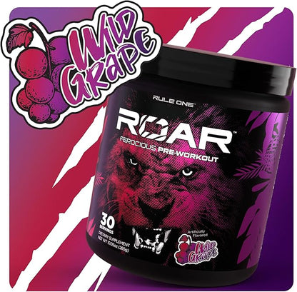 Rule 1 R1 Roar - Pre-Workout Powder with Creatine, Beta-Alanine, Citrulline, Electrolytes & Caffeine (30 Servings, Wild Grape)