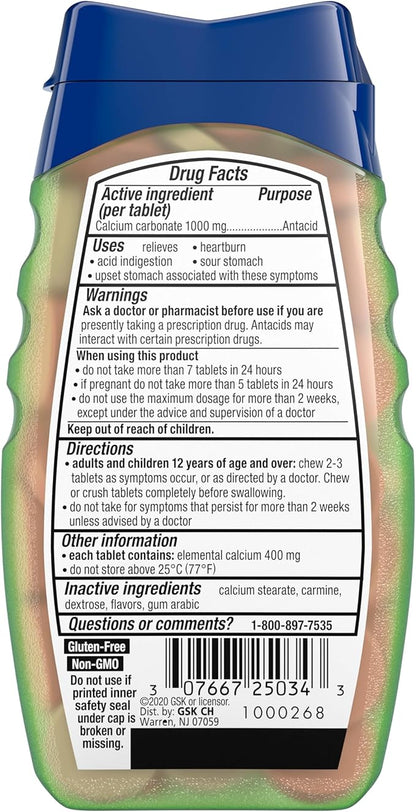 TUMS Naturals Ultra Strength Antacid Chews for Heartburn Relief, Black Cherry & Watermelon - 56 Count