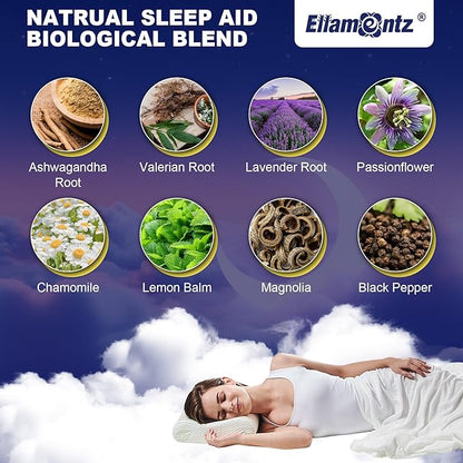 Melatonin Free Sleep Aid Gummies for Adults, Sugar Free Sleeping Gummy No Melatonin, Natural Calm Gummies with Magnesium Glycinate, L-Tryptophan, L-Theanine, GABA, Ashwagandha, Valerian, 120cts