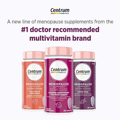 Centrum Restful Sleep Menopause Support Tablets, Supplement with Clinically Studied DailyZz and geniVida, 28 Count
