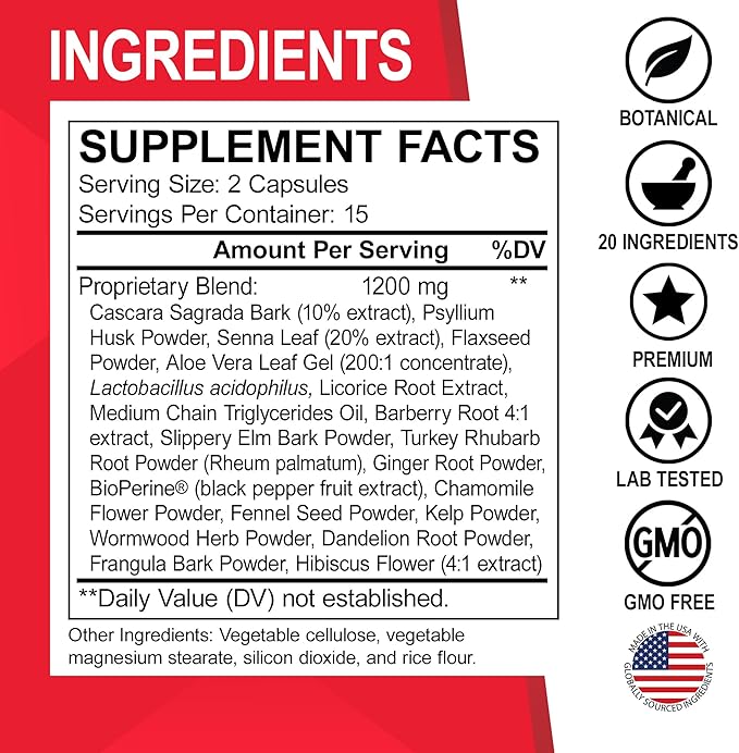 Colon Cleanser Detox for Weight Flush - 15 Day Colon Cleanse Pills Poop for Women Men - Fast Natural Laxative, Bowel Movement Supplements Intestinal Health Body Flush Stomach Bloating Gut Loss Support