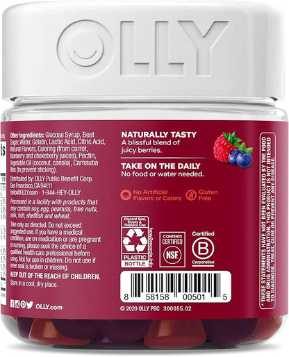 OLLY Gift, Family 2 Pack: Women's Multivitamin Gummy (90 Count), Kids Multivitamin + Probiotic Gummy (70 Count), Vitamins A, D, C, E, B, Chewable Supplement, Blissful Berry, Yum Berry Punch, 160 Count